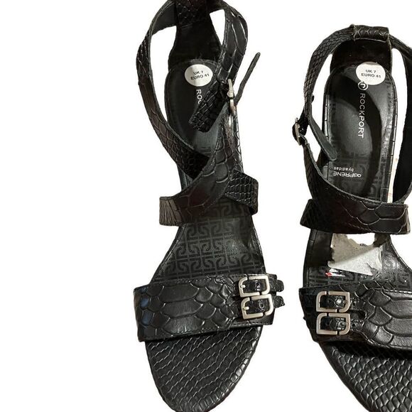 ROCKPORT Black Leather Ankle Strap Heels / NWT / SZ: 9.5 US - Picture 6 of 9